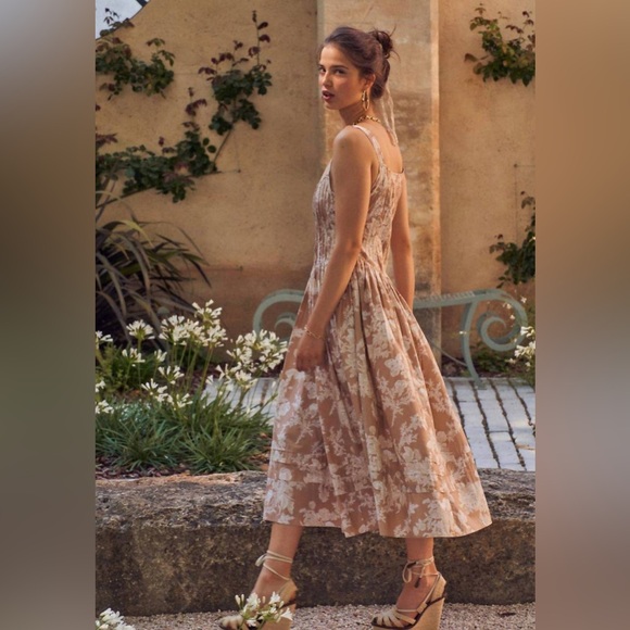 LOVESHACKFANCY  Majory Midi Dress In Espresso - Picture 6 of 16